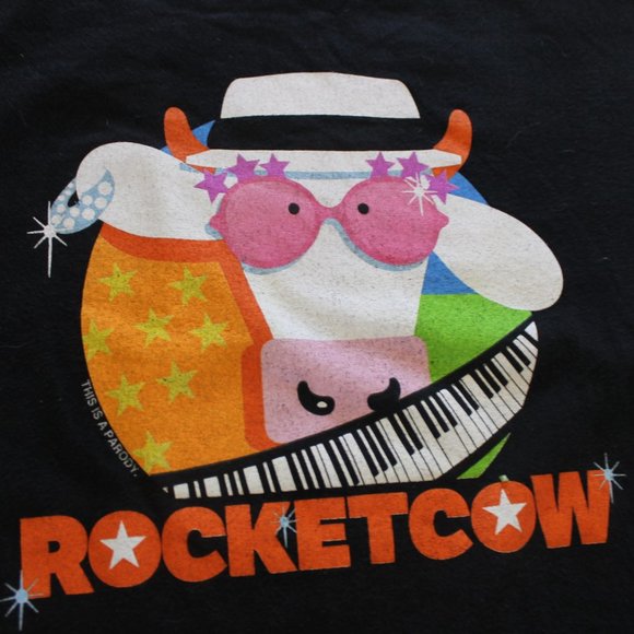Rocket Man cows  black Tee - Picture 2 of 8